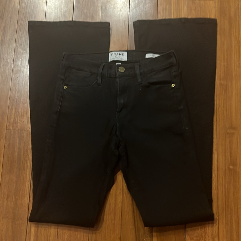 FRAME Black Le High Flare Super Stretch Jeans Sz 28 - Picture 12 of 13